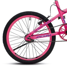 Bicicleta Jully Aro 20 Quadro 20 Aço Carbono Freios V-brake Guidão Downhill com Cestinha Rosa Neon - 3