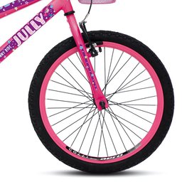 Bicicleta Jully Aro 20 Quadro 20 Aço Carbono Freios V-brake Guidão Downhill com Cestinha Rosa Neon - 4