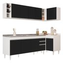 Ver imagem 1 de Armário de Cozinha Modulado de Canto Esquerdo 5 Peças Cp54 com Pia Inox Branco-preto - Lumil