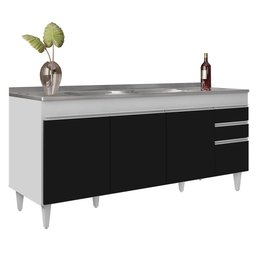 Armário de Cozinha Modulado de Canto Esquerdo 5 Peças Cp54 com Pia Inox Branco-preto - Lumil - 4