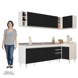 Armário de Cozinha Modulado de Canto Esquerdo 5 Peças Cp54 com Pia Inox Branco-preto - Lumil - 10