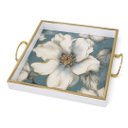 Ver imagem 4 de Bandeja Decorativa Magnólia Azul e Dourado 40x40cm