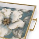 Ver imagem 5 de Bandeja Decorativa Magnólia Azul e Dourado 40x40cm