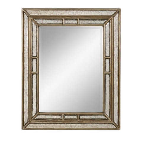 Espelho de Mesa Veneziano Retângular em Madeira com Suporte 44x28x5cm