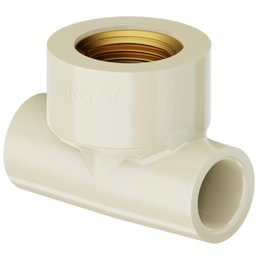 Kit 10 Tê Aquatherm Transposição Cpvc Bege Condução de Canos e Tubo Água Quente 22mmx3/4” - 2