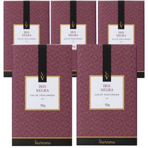 Kit com 5 Sachês Perfumados Íris Negra 10g - Via Aroma