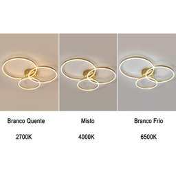 Lustre Aneis Infinito 3 em 1 Perfil Luminaria Orbital Arco Luxo Moderno Decorativo Sala Quarto Comer - 6