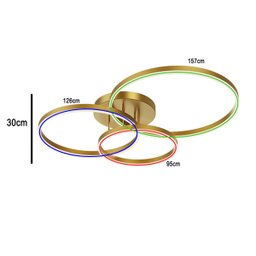 Lustre Aneis Infinito 3 em 1 Perfil Luminaria Orbital Arco Luxo Moderno Decorativo Sala Quarto Comer - 9