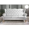 Sofá Imperador Chesterfield 3 Lugares Capitonê Retrô Vintage Branco - 5