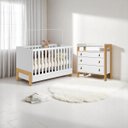 Ver imagem 3 de Conjunto Infantil Fantasia Branco Acetinado: Berço Fantasia Mini Cama + Cômoda Fantasia + Guarda-