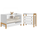 Ver imagem 1 de Conjunto Infantil Fantasia Branco Acetinado: Berço Fantasia Mini Cama + Cômoda Fantasia + Guarda-