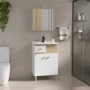 Ver imagem 1 de Kit Conjunto de Balcão para Banheiro Pop 60cm Branco/carvalho Fabribam