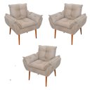 Ver imagem 1 de Kit 03 Poltronas Opala Confortável Sala, Quarto Cor:bege