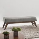 Ver imagem 1 de Puff Retangular 100cm Linho Cinza Horus Pés Madeira