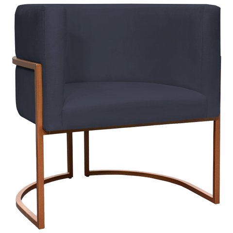 Kit 2 Poltronas Decorativa Recepção Luna Suede Cores Base de Ferro Champagne