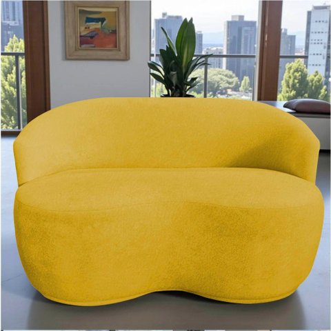 Namoradeira Decorativa Beatriz Orgânica Couro Amarelo