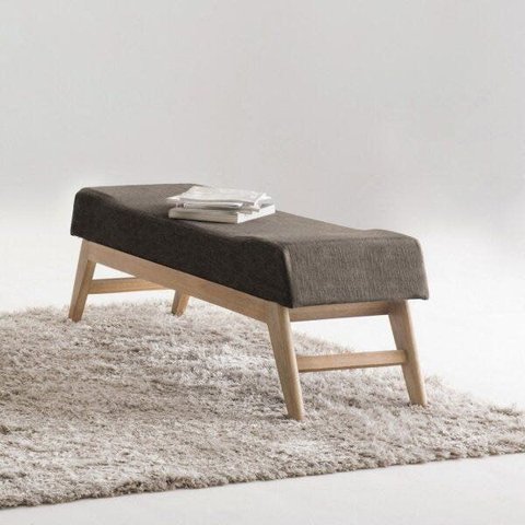 Puff 100cm Veludo Requadro Natural Horus
