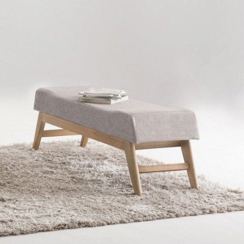 Puff 140cm Linho Requadro Natural Horus