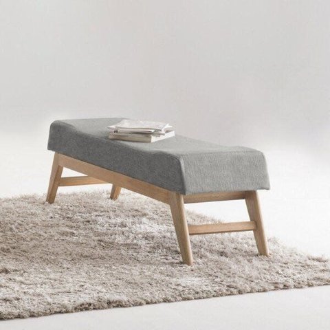 Puff 160cm Linho Requadro Natural Horus