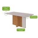 Ver imagem 3 de Mesa de Sala Jantar Astrid + Tampo Madeirado Vidro 160x80cm Amendoa/off White - Lopas