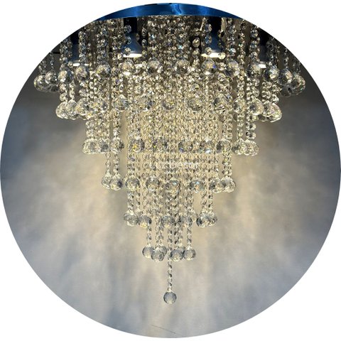 Lustre de Cristal para Quarto Base de Inox 60cm de Diâmetro:bivolt