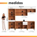 Ver imagem 2 de Armário de Cozinha Clara 13 Portas 3 Gavetas MDF 250cm Amadeirado e Branco Aramóveis
