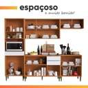 Ver imagem 7 de Armário de Cozinha Clara 13 Portas 3 Gavetas MDF 250cm Amadeirado e Branco Aramóveis