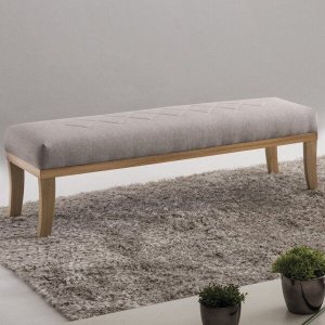 Puff para Quarto 140cm Linho Pés Natural Theo 