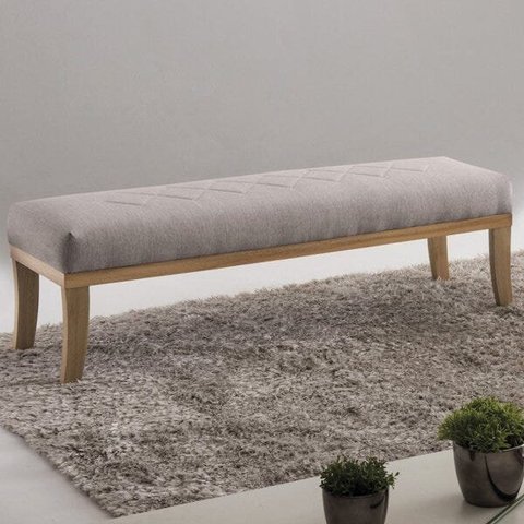 Puff para Quarto 140cm Linho Pés Natural Theo