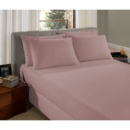 Jogo de Cama - Casal - Malha - 3 Peças - 100% Algodão - Fio 30/1 Penteado - Sul Brasil Rosa Camafeu - 1
