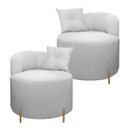 Ver imagem 1 de Kit 2 Cadeiras Decorativas Orgânica Grecia Bouclê Cinza com Pés em Metal Sofa Store