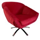 Ver imagem 7 de Kit Poltrona Giovana Giratória Cromado, Puff Capitonê Luxo e Almofadas em Sued Premium:vermelho