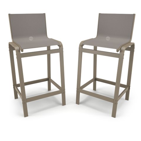 Kit 2 Banquetas Altas Bancada Alumínio Fendi Tela Fendi