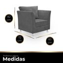 Ver imagem 3 de 01 Poltrona Lisboa Suede Cinza Escuro - Pandora Decor