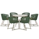 Ver imagem 1 de Mesa com 6 Cadeiras de Jantar Roma 120cm e Noronha em Alumínio Fendi Corda Náutica Estofado 13 Trama
