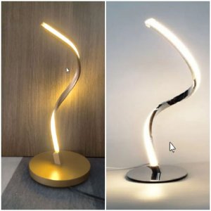 Luminária de Mesa / Abajur Moderno Slim Perfil Led Integrado Curvo 45cm - Dourado