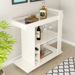 Bar Móvel Espelhado Suporte Taças Porta Garrafas Mdp Amazonas  - 2