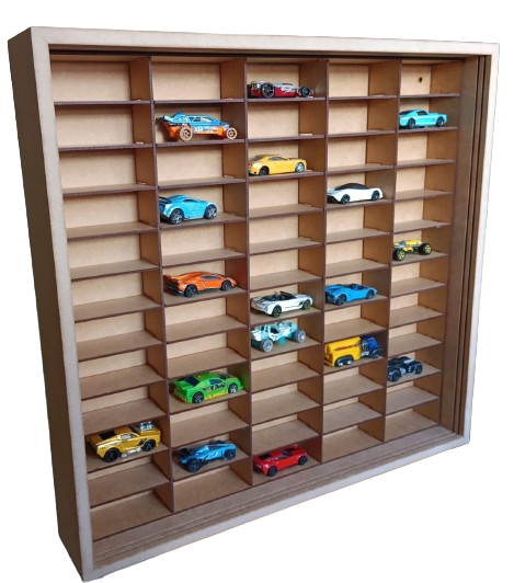 Expositor para 60 Carrinhos Escala 1:64 Mdf Cru com 2 Portas