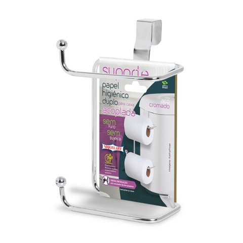 Suporte Papel Higiênico Duplo para Caixa Acoplada