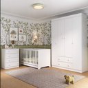 Ver imagem 2 de Quarto de Bebê Completo Berço Americano 3 em 1 Colchão Encanto Multimóveis Mp4601 Branco