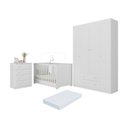 Ver imagem 1 de Quarto de Bebê Completo Berço Americano 3 em 1 Colchão Encanto Multimóveis Mp4601 Branco