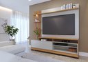 Ver imagem 2 de Estante Home Maceio 2mts para Tv até 65 Polegadas com Pés, Ripado Lateral e Led Colibri:freijo/off W