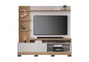 Ver imagem 1 de Estante Home Maceio 2mts para Tv até 65 Polegadas com Pés, Ripado Lateral e Led Colibri:freijo/off W