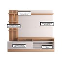 Ver imagem 3 de Estante Home Maceio 2mts para Tv até 65 Polegadas com Pés, Ripado Lateral e Led Colibri:freijo/off W