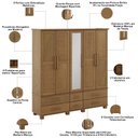 Ver imagem 5 de Guarda Roupa Casal Zahav F06 5 Portas de Bater 6 Gavetas Madeira Maciça Freijó Lyam Decor