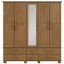 Ver imagem 4 de Guarda Roupa Casal Zahav F06 5 Portas de Bater 6 Gavetas Madeira Maciça Freijó Lyam Decor