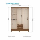 Ver imagem 2 de Guarda Roupa Roupeiro Solteiro 6 Portas 2 Gavetas Fit 6.2 c/ Pés Jequitibá Santos Andirá