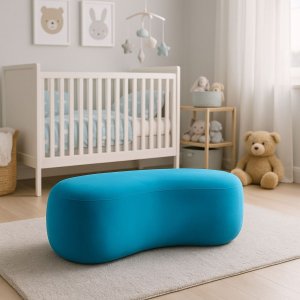 Puff Feijão Orgânico Moderno 100cm Escultural Suede Curvo