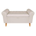 Ver imagem 1 de Recamier Bau Rio 120cm Casal Suede Madeira Bege Inova Decor