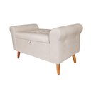 Ver imagem 3 de Recamier Bau Rio 120cm Casal Suede Madeira Bege Inova Decor